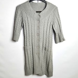 The Limited XS Short Sleeve Gray Button up Long Cardigan Sweater with Pockets